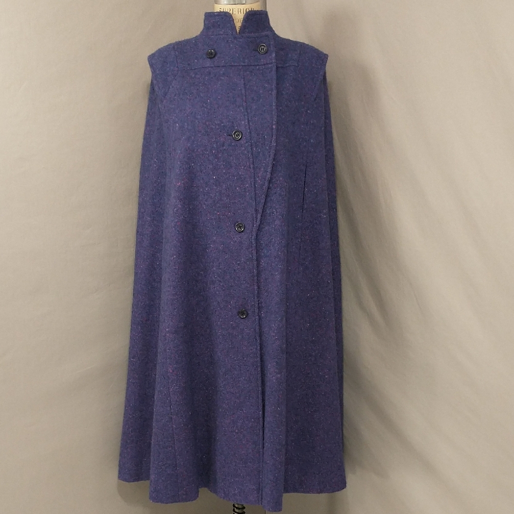 Donegal Tweed Rich Purple Cape Jimmy Hourihan Dublin Ireland Warm Wool 45" Long